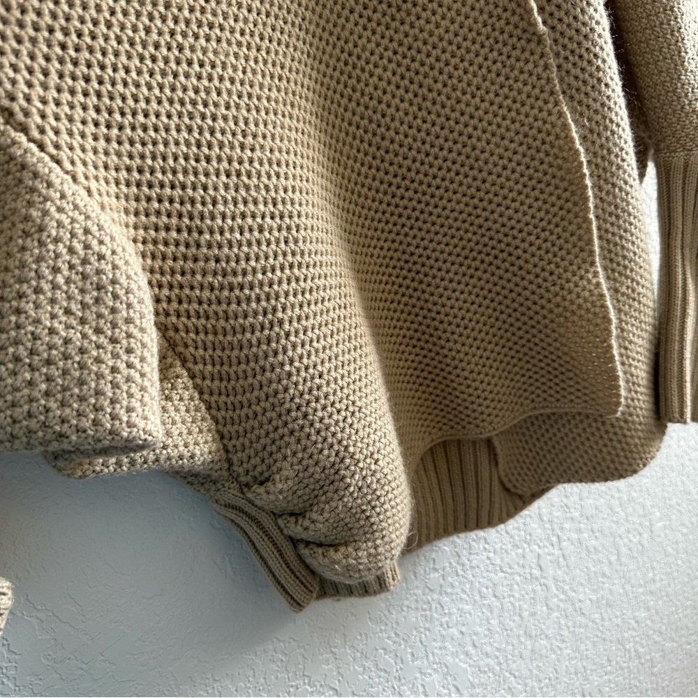 Khaki Dolman Sleeve Open Front Knit Cardigan Sweater - Picture 3 of 7